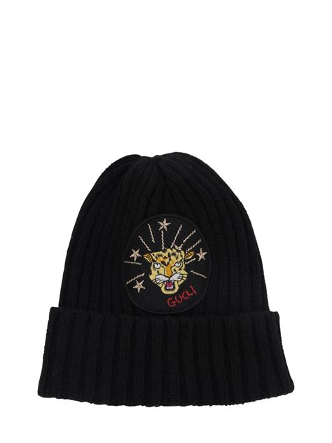 gucci hat cashmere with lion and glove set|Gucci hats.